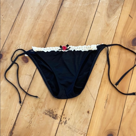 Betsey Johnson Other - Betsey Johnson String Bikini Bottom Rose/Lace Trim